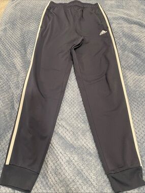 adidas Black Joggers with White Side Stripes - Kids